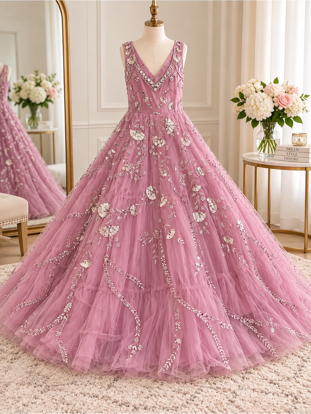 Brand new Pink Embellished Prom Ball Gown Formal Dress- Never Worn